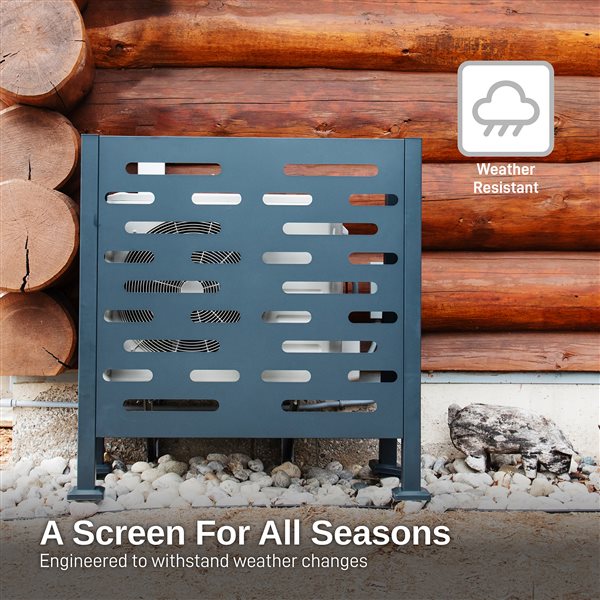 RTS Home Accents Galvanized Steel Air Conditioner Medium Planter Screen 48 x 22 x 35-in w/ 2 Planters - Graphite