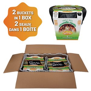 Chandelle à la citronnelle Sierra dans un seau en métal, 2/pqt