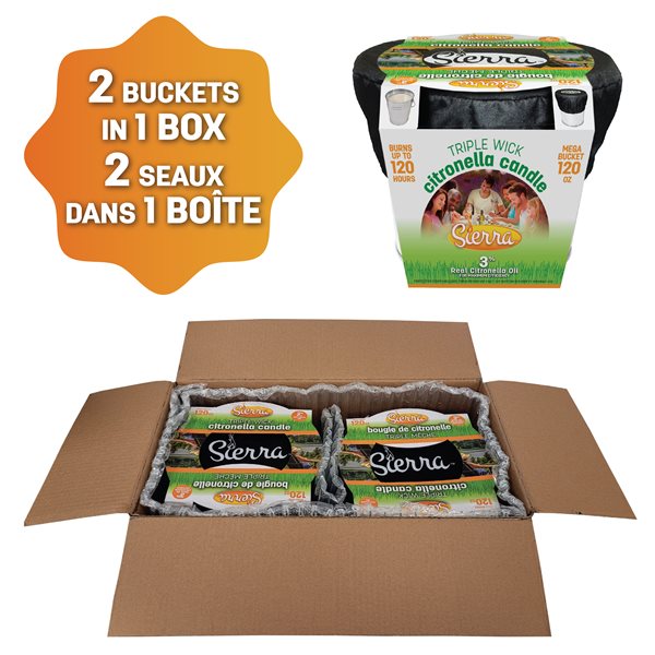 Sierra Citronella Metal Bucket Candle - 2/Pk