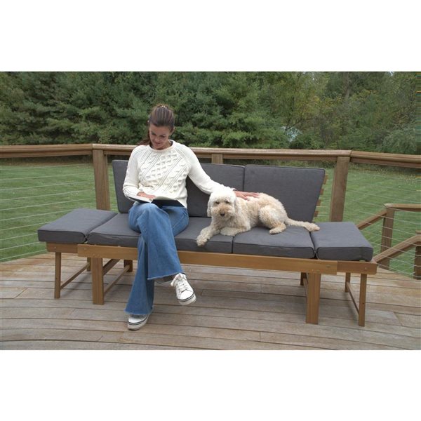 Sierra Woodland Duo Bench w/ Acacia Wood Frame - Grey
