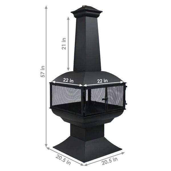 Sunnydaze Decor 57-in Steel Wood Burning Chiminea with Log Grate/Poker
