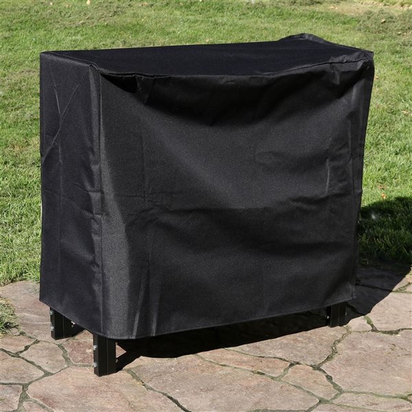 Sunnydaze Decor 30-in Black Powder-Coated Steel Firewood Log Rack and Cover