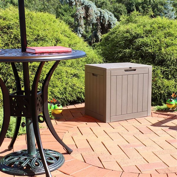 Sunnydaze Decor 32 gal 21 x 17 x 22-in Driftwood Faux Wood Plastic Outdoor Storage Box