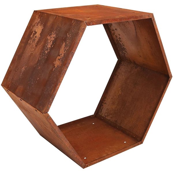 Sunnydaze Decor 30-in Rust Hexagon Rustic Honeycomb Firewood Log Rack ...