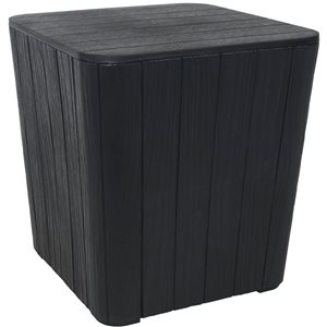 Sunnydaze Decor 11.5 gal 16.5 x 15.25 x 15.25-in Grey Faux Wood Outdoor Side Table with Storage