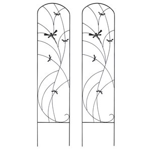 Sunnydaze Decor Set of 2 55.75 H x 12.5-in W Powder-Coated Steel Dragonfly Delight Garden Plant Trellis