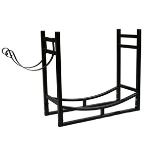Sunnydaze Decor 33-in Black Steel Firewood Log Rack with Kindling Holder