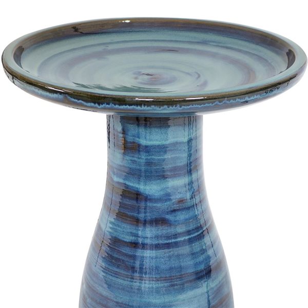 Sunnydaze Decor  20.5-in Galaxy Blue Glazed Ceramic Bird Bath