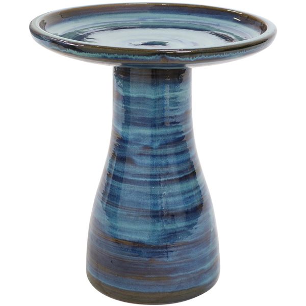 Sunnydaze Decor  20.5-in Galaxy Blue Glazed Ceramic Bird Bath