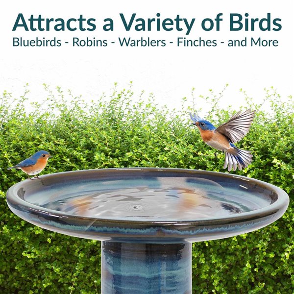 Sunnydaze Decor  20.5-in Galaxy Blue Glazed Ceramic Bird Bath