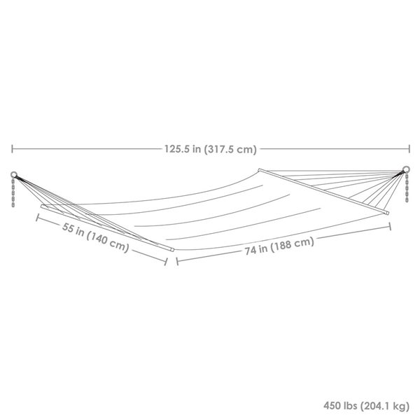 Sunnydaze Decor Red Stripe Large Quilted Hammock w/ Spreader Bar and Pillow