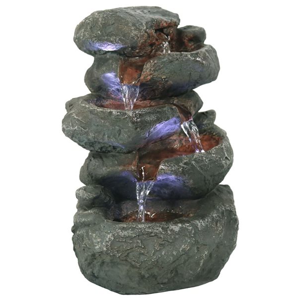 Sunnydaze Decor 10.5-in H Polyresin Stacked Rocks Indoor Water Fountain ...