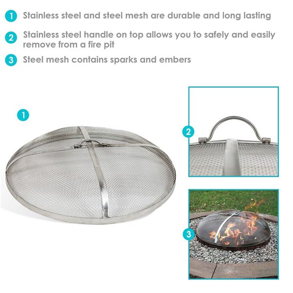 Sunnydaze Decor 36-in W Round Stainless Steel Outdoor Fire Pit Spark Screen