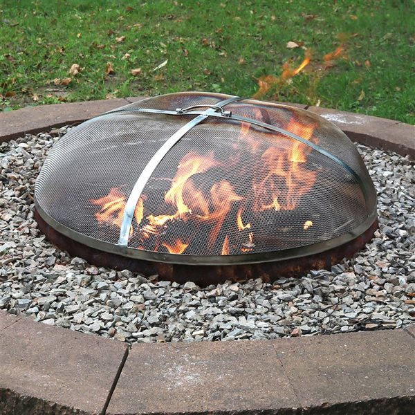 Sunnydaze Decor 36-in W Round Stainless Steel Outdoor Fire Pit Spark Screen