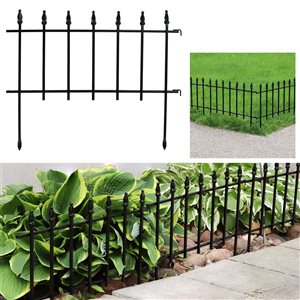 Sunnydaze Decor 18 H x 0.25 T x 22-in W 5-Panel 9-ft Black Metal Roman Walkway Garden Fencing