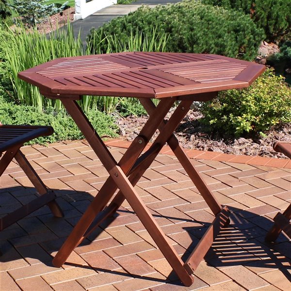 Sunnydaze Decor Octagon 35.5-in W Meranti Wood Folding Patio Dining Table