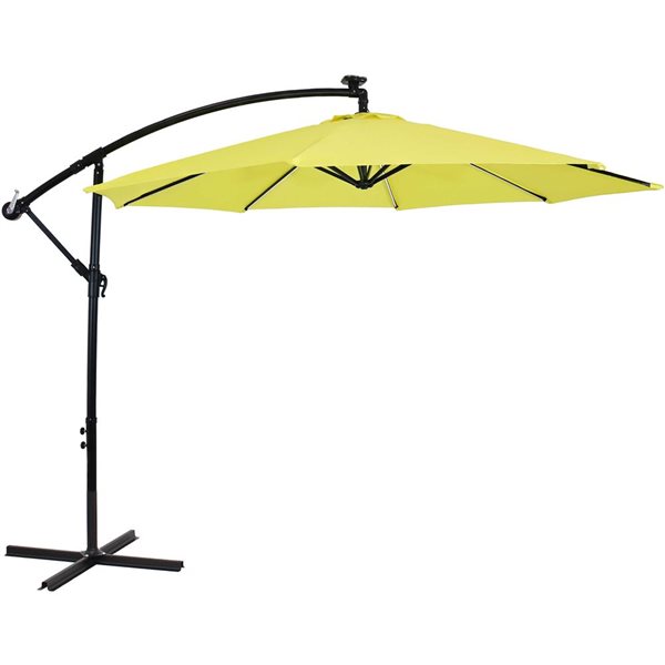 Sunnydaze Decor Yellow 9-ft W Solar Cantilever Offset Patio Umbrella w ...