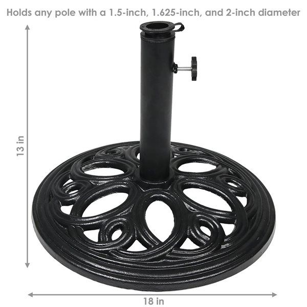 Sunnydaze Decor Black 18-in W Decorative Cast Iron Round Patio Umbrella Base