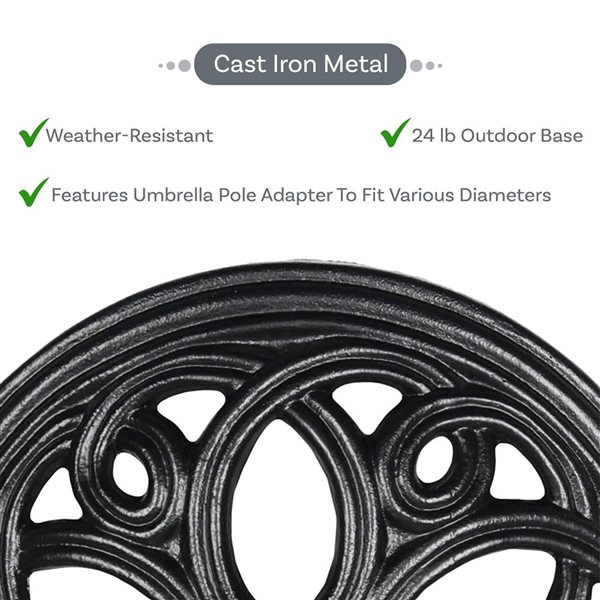 Sunnydaze Decor Black 18-in W Decorative Cast Iron Round Patio Umbrella Base