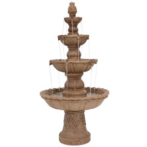 Sunnydaze Decor 52-in H Resin Light Brown 4-Tier Pineapple Outdoor Water Fountain