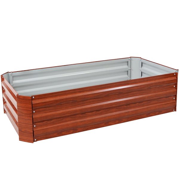 Sunnydaze Decor 24 W x 48 L x 12-in H Woodgrain Galvanized Steel Rectangle Raised Garden Bed