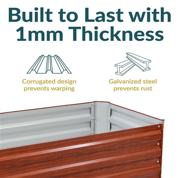 Sunnydaze Decor 24 W x 48 L x 12-in H Woodgrain Galvanized Steel Rectangle Raised Garden Bed