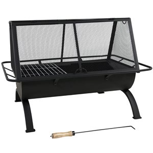 Sunnydaze Decor Northland 36-in W Black Grill Wood-Burning Fire Pit w/ Spark Screen
