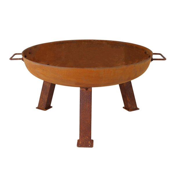 Sunnydaze Decor 24 in Orange Small Rustic Cast-Iron Wood-Burning Fire Pit Bowl w/ Stand