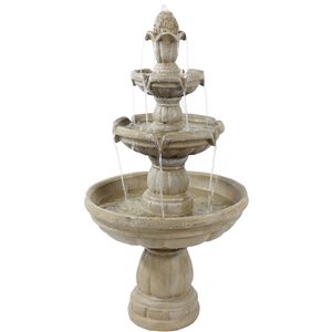 Sunnydaze Decor 48-in H Fibreglass Light Brown 3-Tier Outdoor Water Fountain