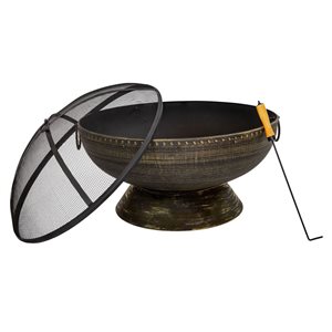 Sunnydaze Decor 30-in W Bronze Steel Wood-Burning Fire Pit w/ Handles and Grate