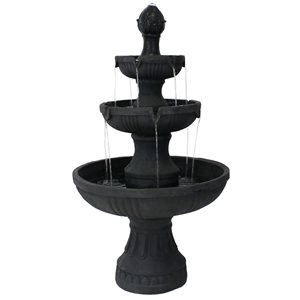 Sunnydaze Decor 43-in H Resin Black 3-Tier Flower Blossom Outdoor Water Fountain