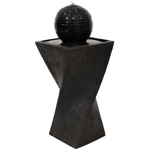 Sunnydaze Decor 32-in H Resin Black Ball Solar Outdoor Water Fountain w/ Battery/LED Lights