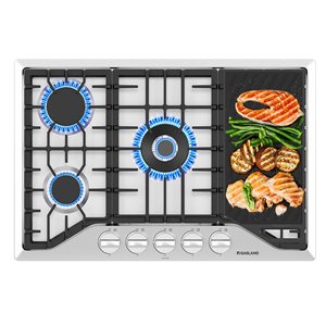 GASLAND 30-in 5-Burner Gas Cooktop with Grill/Griddle - Stainless Steel