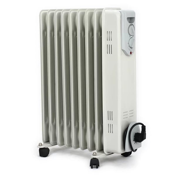 Radiateur de chauffage électrique Tooltech miniature à bain d'huile 22 po, gris pâle