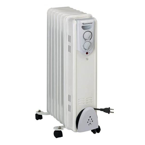 Radiateur de chauffage électrique Tooltech miniature à bain d'huile 22 po, gris pâle
