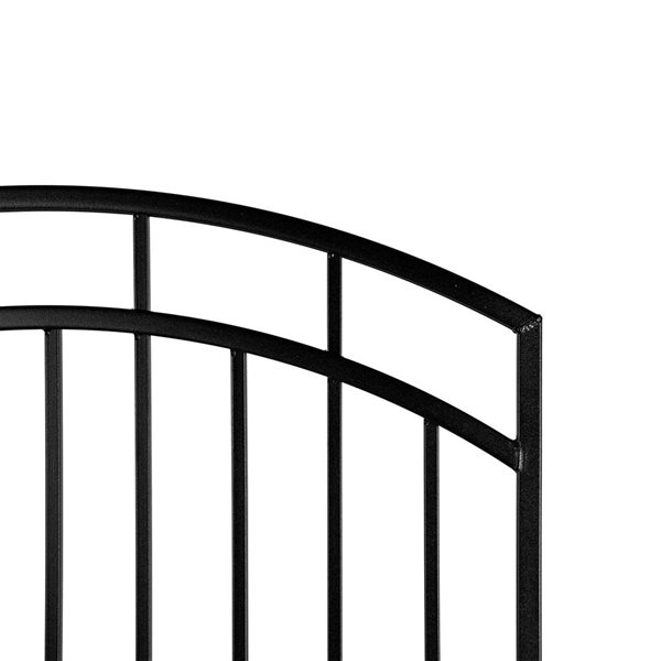 Nuvo Iron Benitoite 45 W x 68-in H Black Galvanized Steel Self Close Fence Gate w/ Double Side Handle and Arched Rails