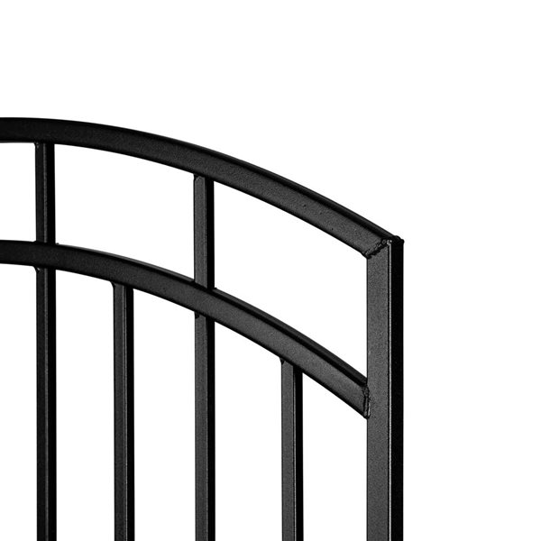 Nuvo Iron Benitoite 45 W x 68-in H Black Galvanized Steel Self Close Fence Gate w/ Double Side Handle and Arched Rails