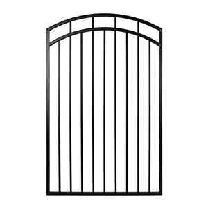 Nuvo Iron Benitoite 45 W x 68-in H Black Galvanized Steel Self Close Fence Gate w/ Double Side Handle and Arched Rails