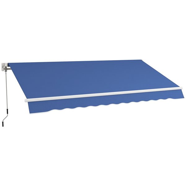 Outsunny 10 x 5-ft Manual Retractable Patio Awning - Navy Blue