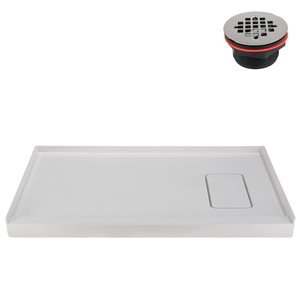 Streamline 48 x 32-in Matte White Resin Alcove Shower Base w/ Drain Included - Right-Hand Drain