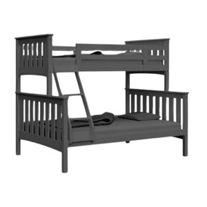 Brassex Natalia Grey Wood Twin Over Full Bunk Bed w/ Ladder