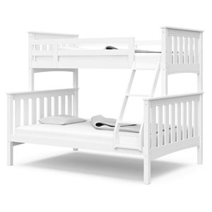Brassex Natalia White Wood Twin Over Full Bunk Bed w/ Ladder