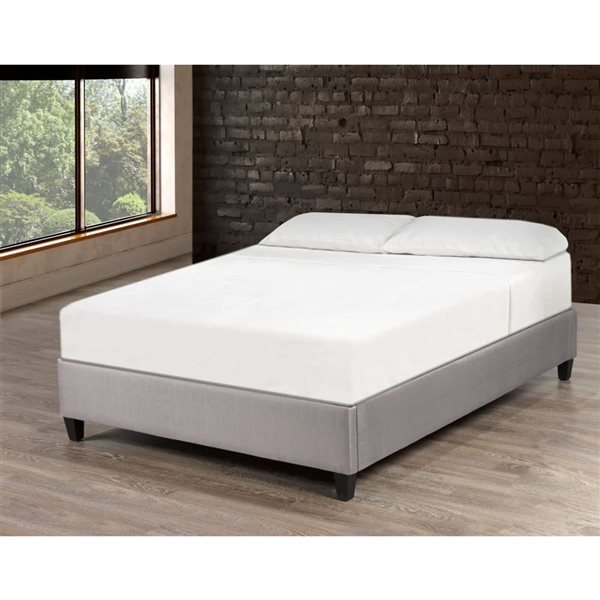 Brassex Douglas Grey Upholstered King Platform Bed Base