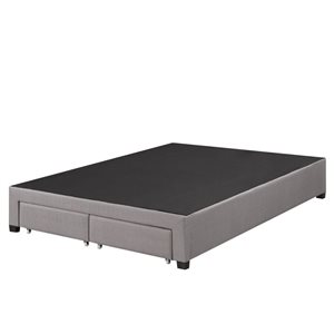 Brassex Bradley Grey Upholstered Queen Platform Bed Base w/ Drawers