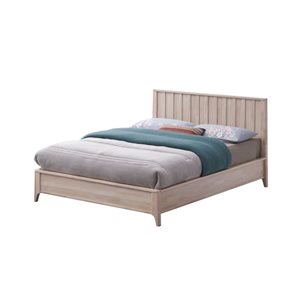 Brassex Ariel White Wood Queen Platform Bed w/ Headboard