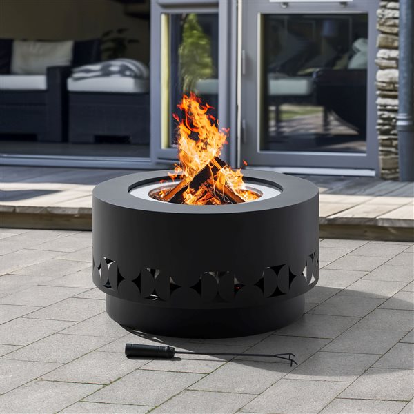 Sunjoy Lawrence 28-in Black Steel Outdoor Wood Burning Smokeless