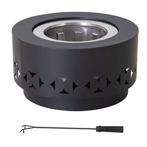 Sunjoy Lawrence 28-in Black Steel Outdoor Wood Burning Smokeless Fire Pit w/ PVC Cover and Fire Poker