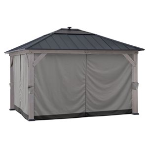 Sunjoy Grey 4-Side Privacy UV-Resistant Polyester Curtain Panels for 11 x 13-ft Gazebo