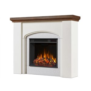 Real Flame Anika 41 H x 49-in W White Stucco Electric Fireplace
