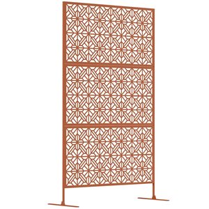 Outsunny 18 W x 78-in L 3-Piece Brown Steel Outdoor Decorative Privacy Screen w/ Stand